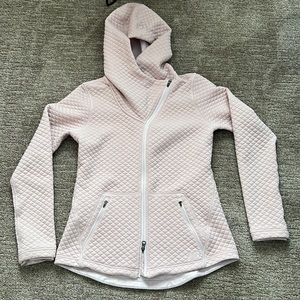 New Balance Blush-colored quilted 2-way zip hoodie